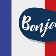پرچم فرانسه و عبارت فرانسوی Bonjour